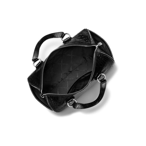 Michael Kors Grayson Med Metallic Crocodile Embossed Leather Satchel Black NWT - Picture 2 of 2